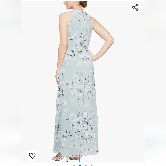 SL Fashions Womens Long Maxi Chiffon Gown with Jewel Halter Neck - Picture 2 of 16